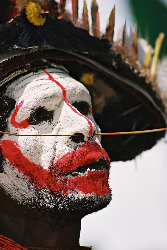 Papua New Guinea men in traditional outfit